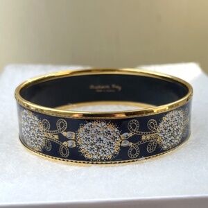 24k gold decoration & Gold plated Michaela Frey Navy Blue Enamel Bangle Bracelet